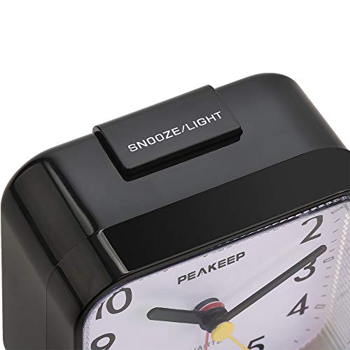 Small Analog Travel Alarm Clock, Silent Non-Ticking with Light and Snooze