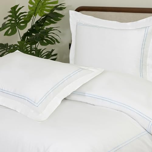 100% Cotton Sateen Embroidered Duvet Cover Set with 2 Pillow Shams