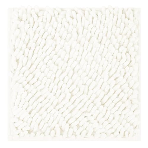10-Inch White Locker Rug, Anti-Slip Fluffy Chenille Carpet for School Lockers