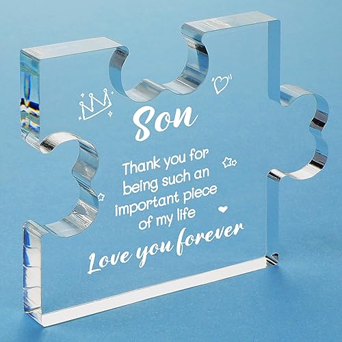 Gifts for Son from Mom - Acrylic Puzzle Plaque (son) – 8.5x7x1 cm