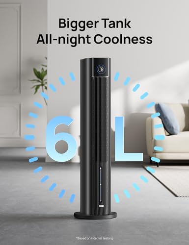DREO 43-Inch Evaporative Swamp Cooler Fan Black - Portable Cooling & Humidifier