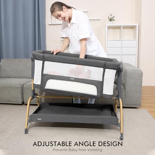 3-in-1 Portable Bedside Bassinet Crib with Mattress - Height Adjustable