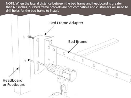 Heavy Duty Bed Headboard Brackets - Adjustable Steel Modification Plate