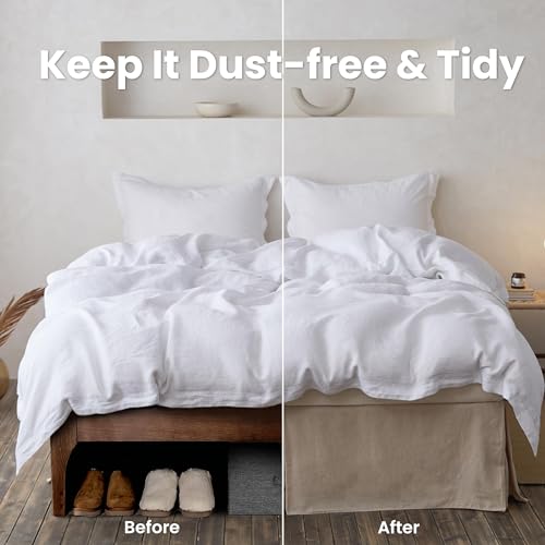 French Linen Blend Wrap Around Bed Skirt - 14-Inch Drop Queen Size