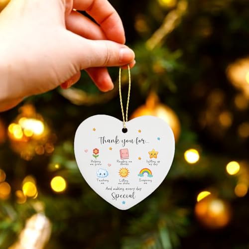 Teacher Appreciation Heart Ornament - Retirement Gift for Woman Christmas Keepsake