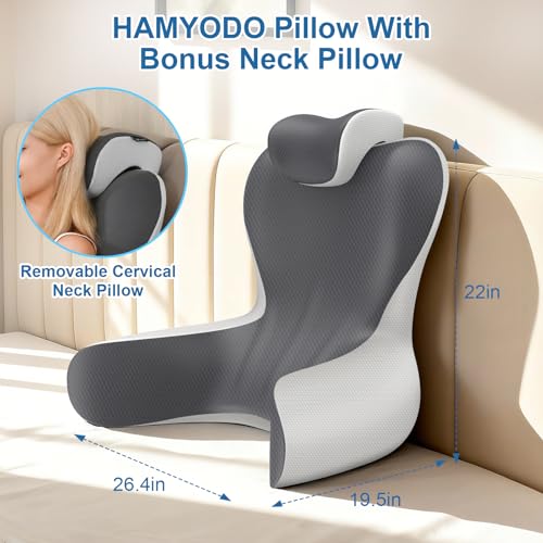 22" Ergonomic Reading Pillow for Bed - Back Support & Armrests