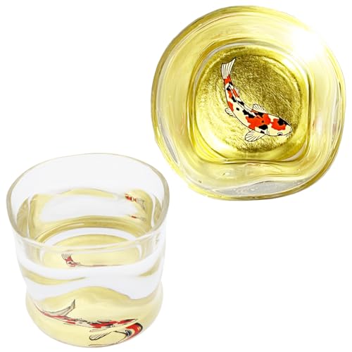 Kasyou Studio Colored Sake Cup - Natural Curl Glass Drinkware, 2.4 fl oz