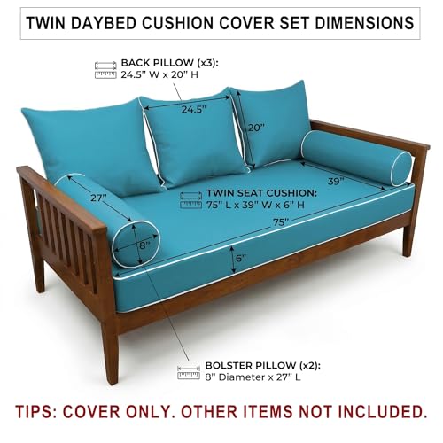 Outdoor Twin Daybed Cushion Cover Set - Water-Resistant & UV Protected
