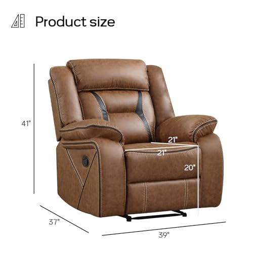 Manual Reclining Chair, Modern Faux Leather Single Sofa for Living Room