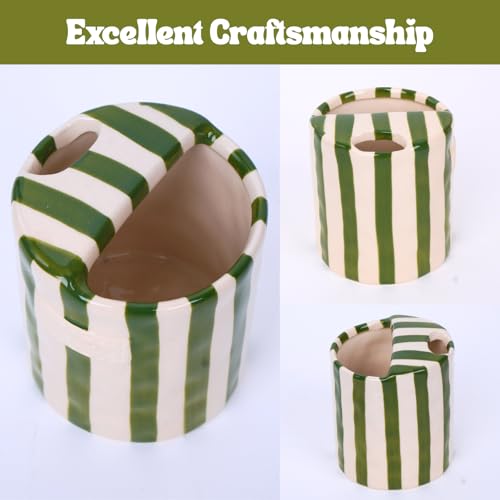 JMCRATE Green 10oz Ceramic Coffee Mug with Divided Design and 'Coffee Time' Embossed