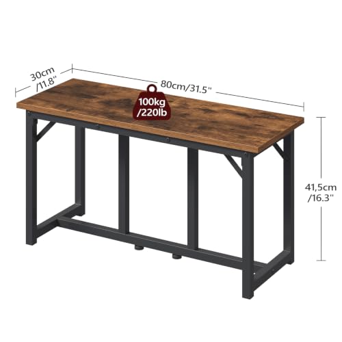 Rustic Dining Bench 31.5-Inch Industrial Kitchen Bench with Metal Frame