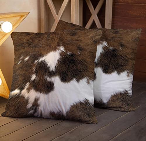 TOMWISH Pack of 2 Christmas Cowhide Print 26x26 Decorative Pillow Covers