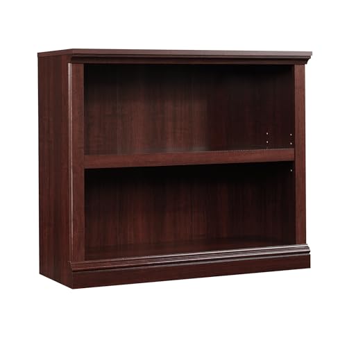 2-Shelf Adjustable Bookcase, Cherry Finish Wood Storage Shelf