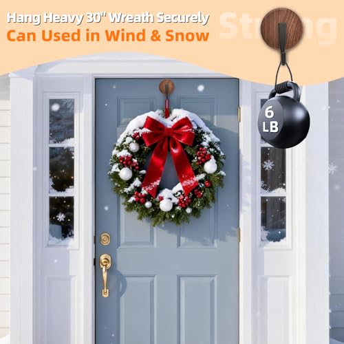 Suction Cup Wreath Hanger 2-Pack - No-Drill Hooks for Front Door & Glass