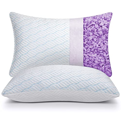 WISHSMILE Adjustable Cooling Shredded Memory Foam Pillows, Queen Set of 2