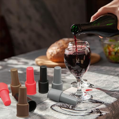 CANIPHA 8Pcs Silicone Wine Stopper Set - Reusable, Multi-Color Wine & Champagne Bottle Caps for Freshness, Home & Travel Use (4 Colors)