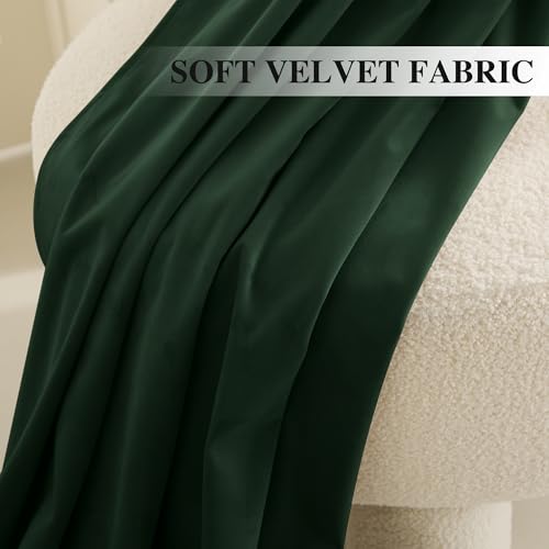 RYB HOME Hunter Green Velvet Blackout Curtains 52W x 108L (Pack of 2) – 104" Total Width