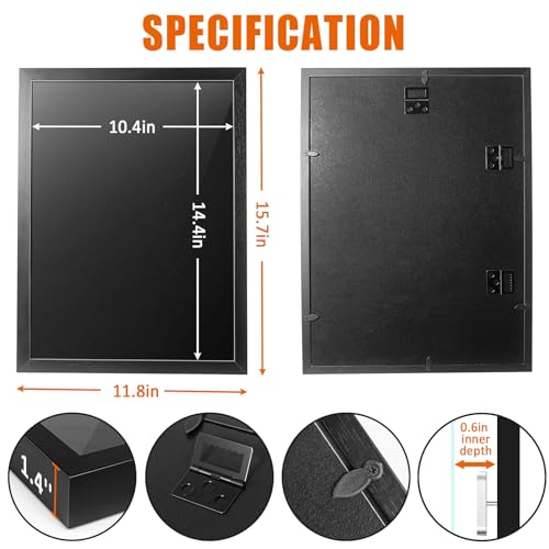 12x16 Enamel Pin Display Case Shadow Box with EVA Foam, Wall Mount Frame