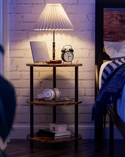 3-Tier Small Round Accent Table - Industrial Side Table & Nightstand
