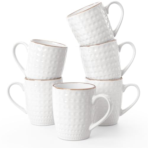 White 6-Pack Eden Coffee Mug Set 12oz Ceramic Stoneware Cups by Famiware