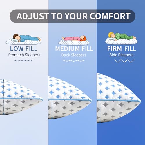 Queen Size Memory Foam Pillows Set of 2 - Adjustable Cooling Comfort