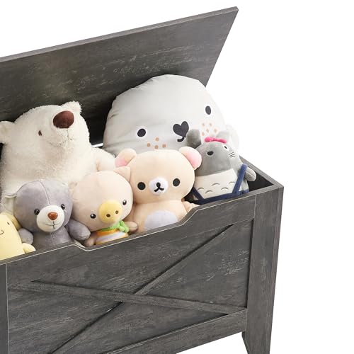 43-Inch Lift-Top Storage Chest Bench with Wicker Cushion and Safety Hinges