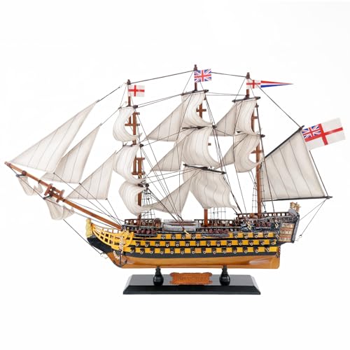 HMS Victory Model Ship, 24-Inch Handcrafted Wooden Naval Warship Display