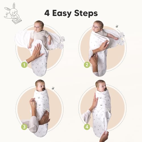 KeaBabies Organic Baby Swaddle Sack 3-Pack - Nordic 0-3M