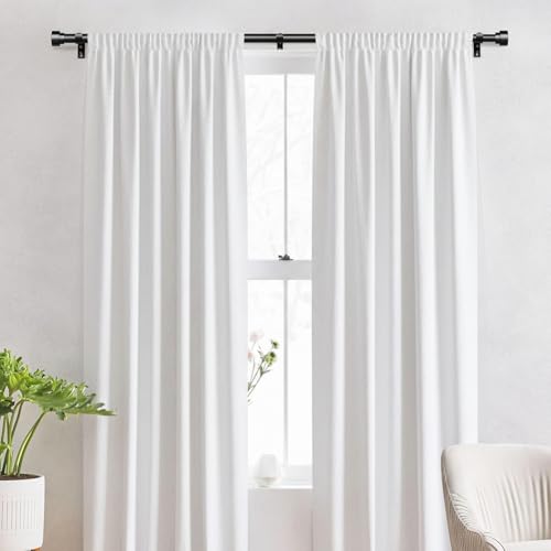 Heavy Duty Black Curtain Rod - 1 Inch Adjustable Drapery Rod (30-120")