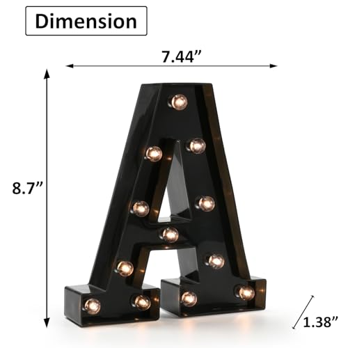 Black LED Marquee Letter Light - Battery Operated Alphabet Sign