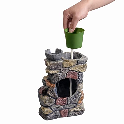 Indoor Tabletop Fountain with LED Light & Planter Pot - Rockery Waterfall
