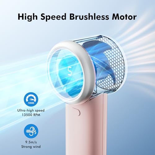 Portable Handheld Turbo Fan 5-Speed Personal Pocket Fan Light Pink
