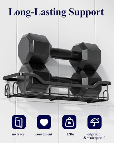 Black Shower Caddy Adhesive Storage Shelf 2-Pack Stainless Steel