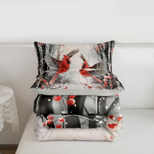 Erosebridal Christmas Cardinals Twin Comforter Set - Merry Xmas Kids Bedding