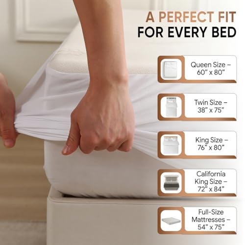 Organic Cotton Waterproof Mattress Protector - Twin Size Deep Pocket Fitted Cover