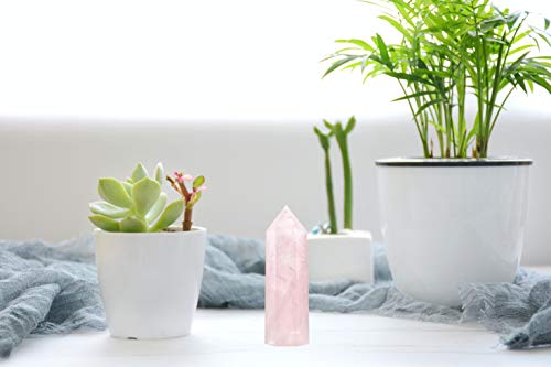 Rose Quartz Crystal Wand 2-Inch Polished Point for Reiki and Meditation