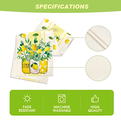 Artoid Mode 13x90 inch Yellow Stripes Table Runner – Lemon Summer Kitchen Dining Decor