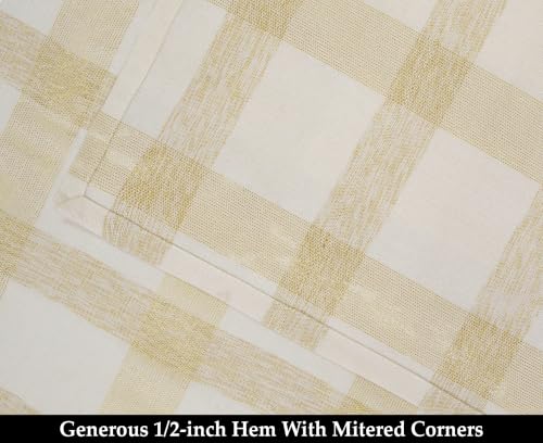 Cotton Craft White & Gold Lurex Plaid Tablecloth 52x70 in, Rectangular