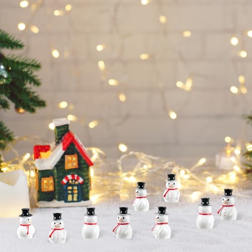 50Pcs Mini Snowman Christmas Figurines Kit,Mini Snowman Ornaments for Christmas Dec