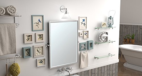 Rectangle Wall-Mounted Bathroom Vanity Mirror, 24 x 23.5 Inch Chrome Finish