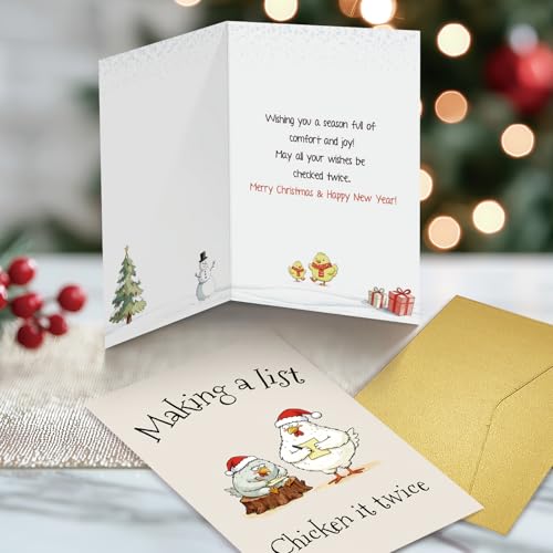 Nchigedy Cute Chicken Christmas Card - Variation #2, Funny Holiday Card for Family