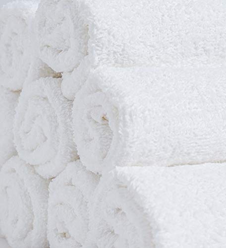 White Cotton Washcloths 24 Pack - Soft, Absorbent Face & Body Towels - Hotel Quality