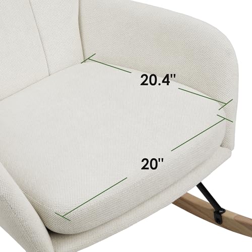 Upholstered Nursery Glider Rocking Chair with Removable Cushion, Beige