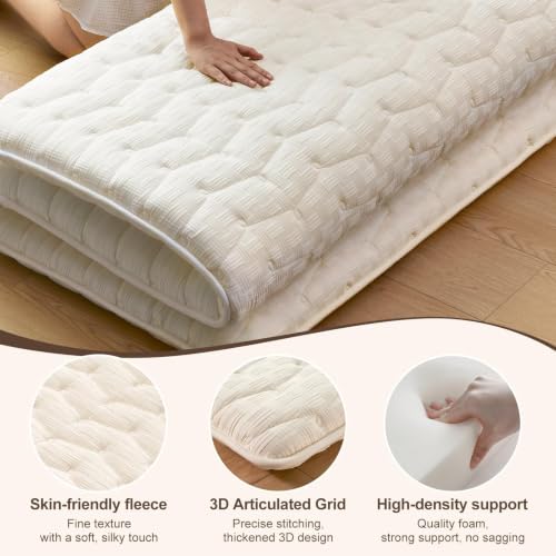 Full Size Japanese Futon Floor Mattress, 3.2 Inch Thick Foldable Sleeping Pad