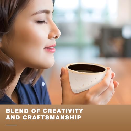 ZEBERBO Speckled Off-White Ceramic Espresso Cups Set of 4, 2.54 oz Double Walled Demitasse Mugs for Nespresso & Espresso Machines