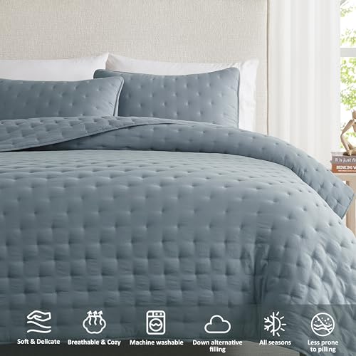 WDCOZY King Size Quilt Set - 3-Piece Lightweight Bedspread Coverlet