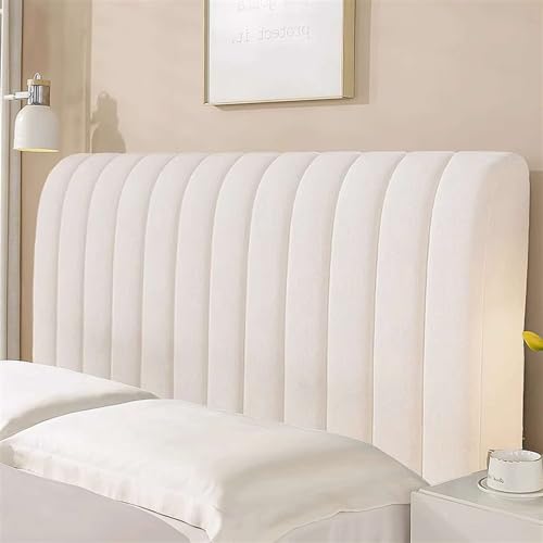 Stretch Velvet Headboard Slipcover for Queen King Bed - Dustproof Protector, Ivory, 59.1in