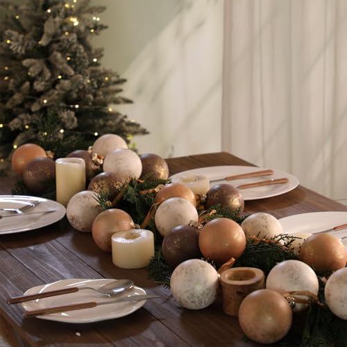 12 Pcs 3.15 Inch Neutral Textured Christmas Ball Ornaments, Brown