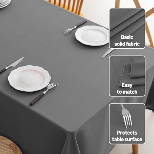 Amazon Basics 60x104 Inch Water-Resistant Rectangle Tablecloths, Pack of 2, Dark Gray