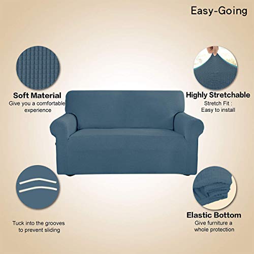 Stretch Loveseat Slipcover - Washable 1-Piece Protector for 2 Cushions